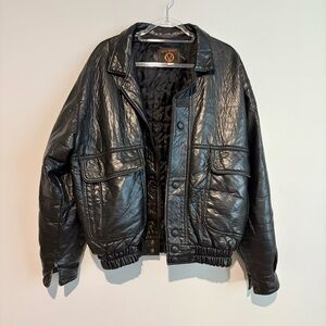 Vincent & Co Alta Moda‎ made in Italy Leather Jacket Black XL